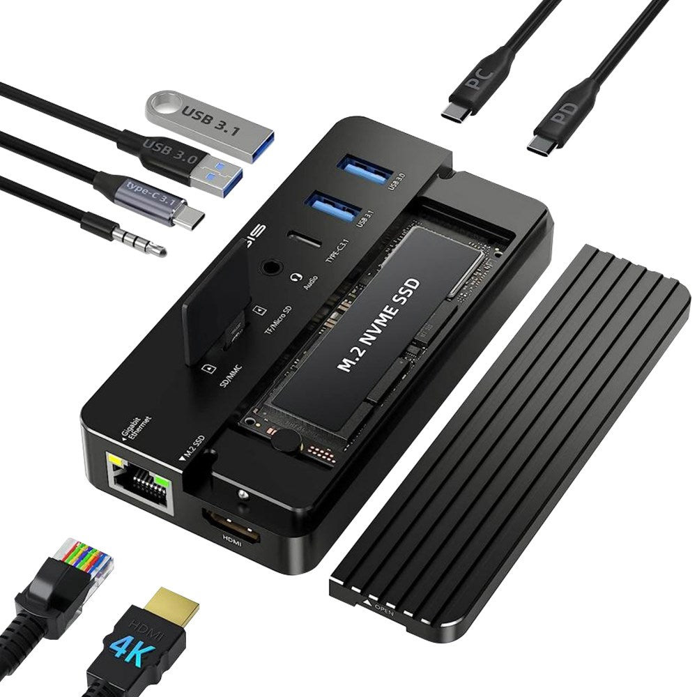 Порт-репликатор ACASIS CM073 Swappable High-Speed SSD Storage & 10-in-1 Hub Docking Station Black