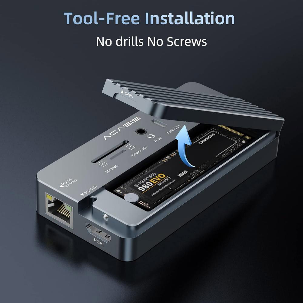 Порт-репликатор ACASIS CM073 Swappable High-Speed SSD Storage & 10-in-1 Hub Docking Station Black