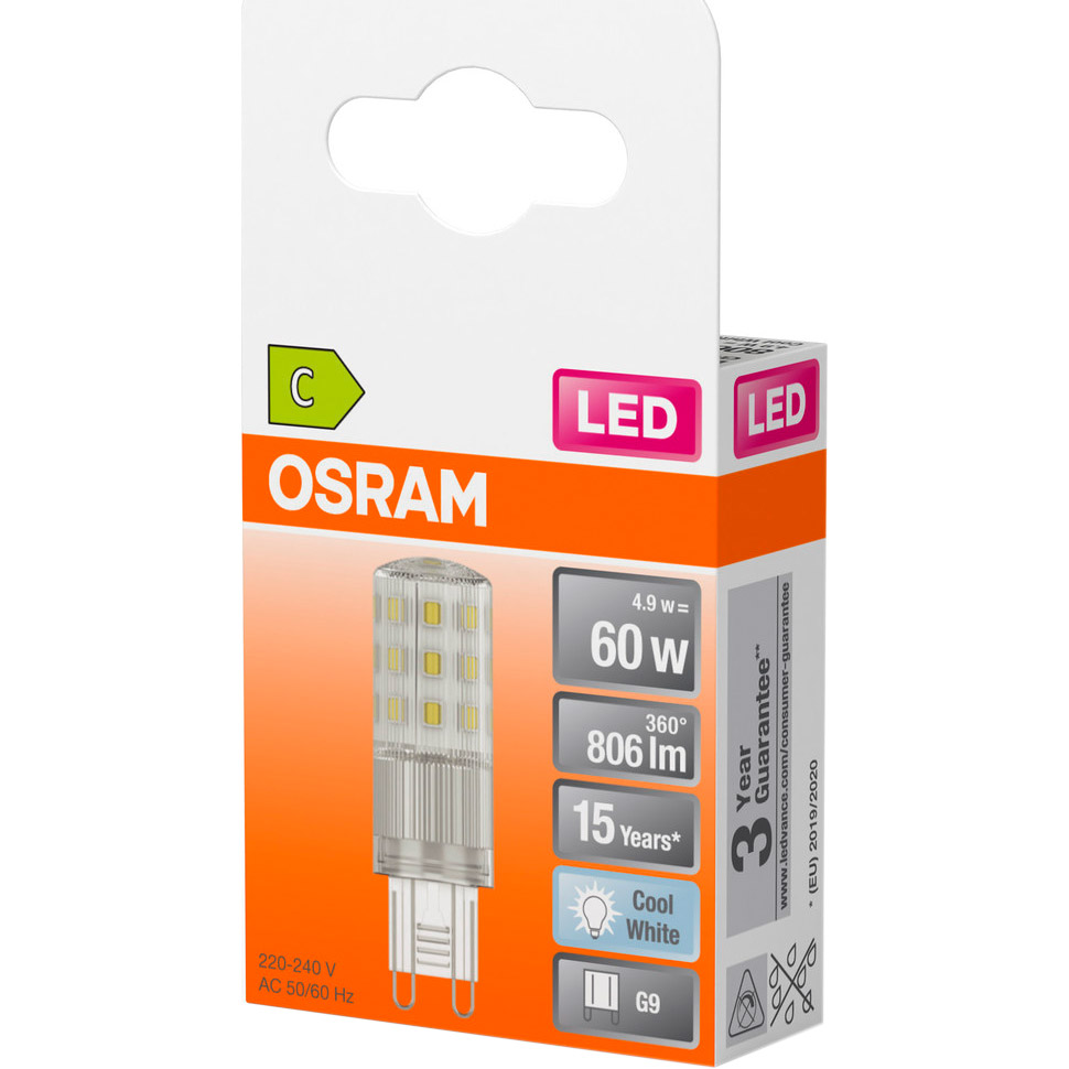Лампочка LED OSRAM PIN60 G9 4.9W 4000K 220V (4058075840546)