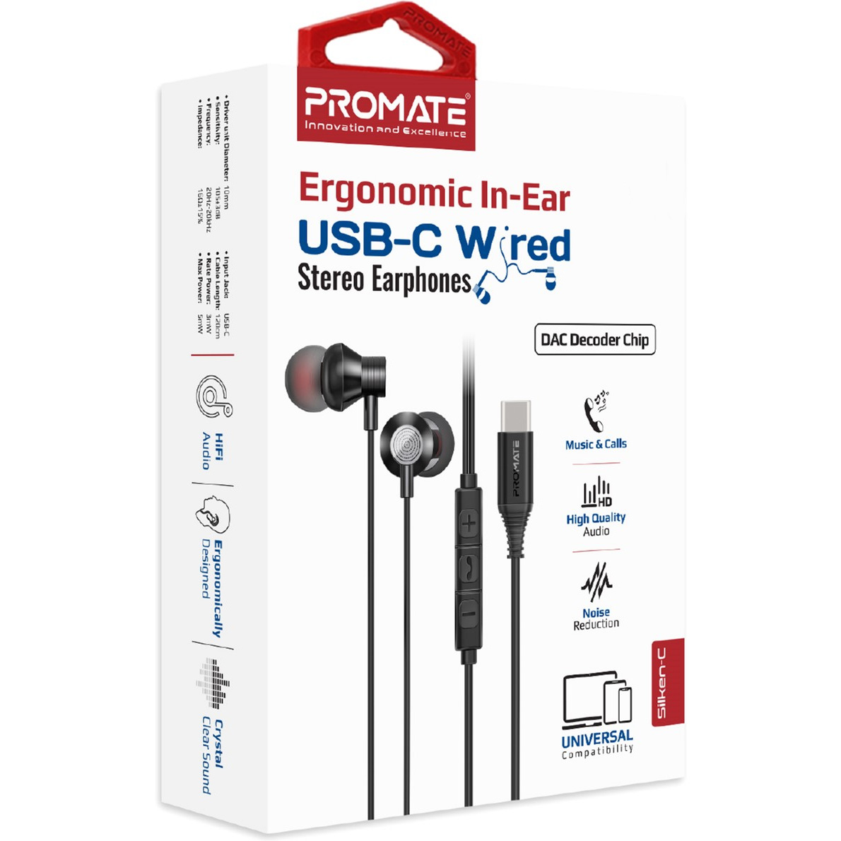 Наушники PROMATE Silken-C Black