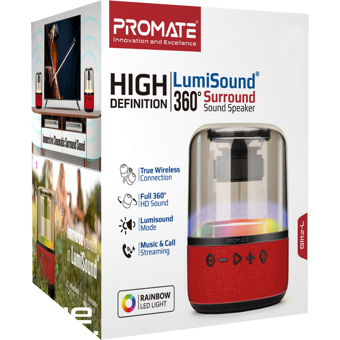 Портативная колонка PROMATE Glitz-L Red