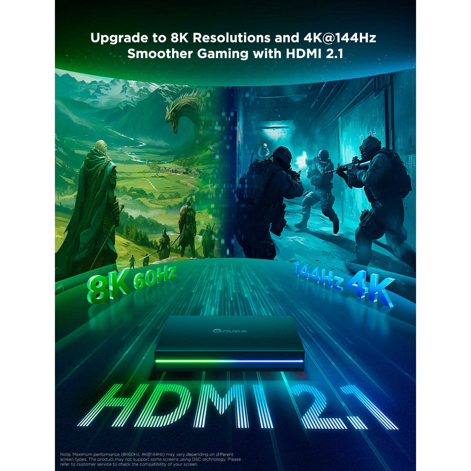 Набір адаптивного підсвічування GOVEE H8604 Govee AI Sync Box 2 for 55"-65" RGBICW 3.6м (H8604C12)
