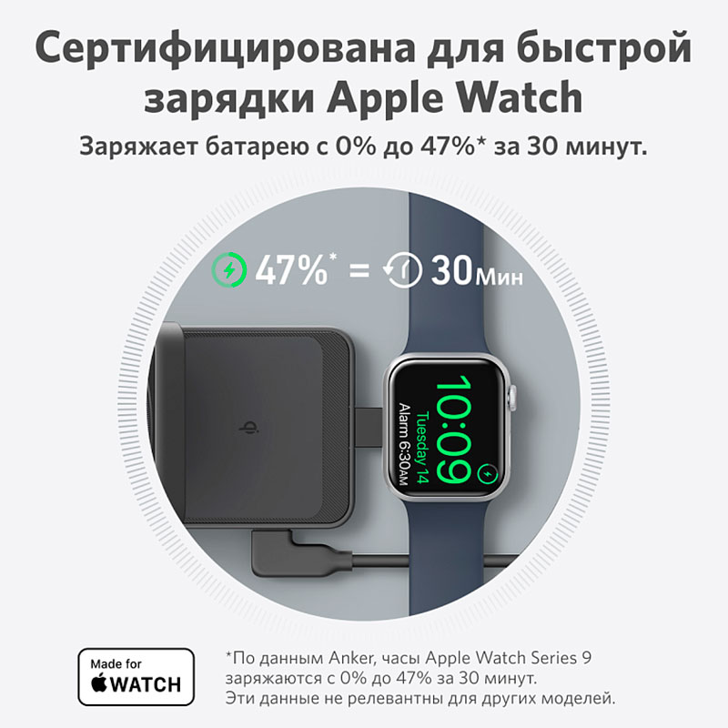 Бездротовий зарядний пристрій ANKER MagGo 3-in-1 Foldable 15W Qi2 Wireless Charging Station Black (B25M8H11)