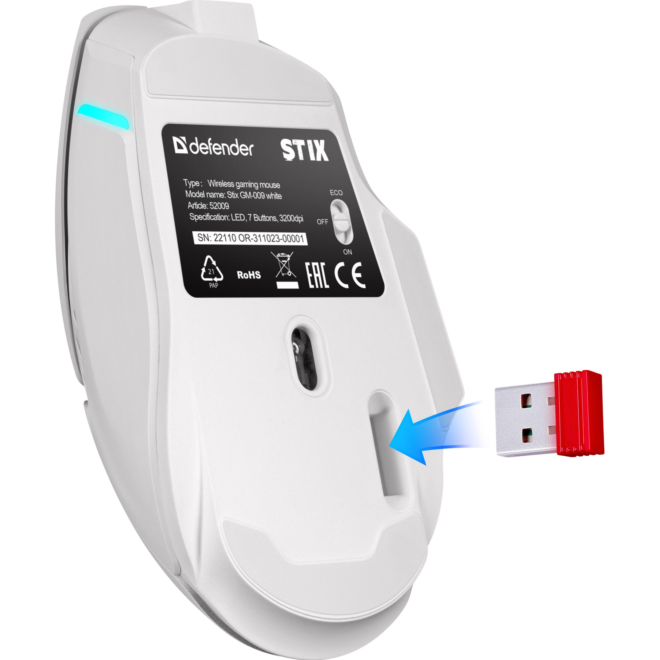 Миша ігрова DEFENDER Stix GM-009 White (52009)