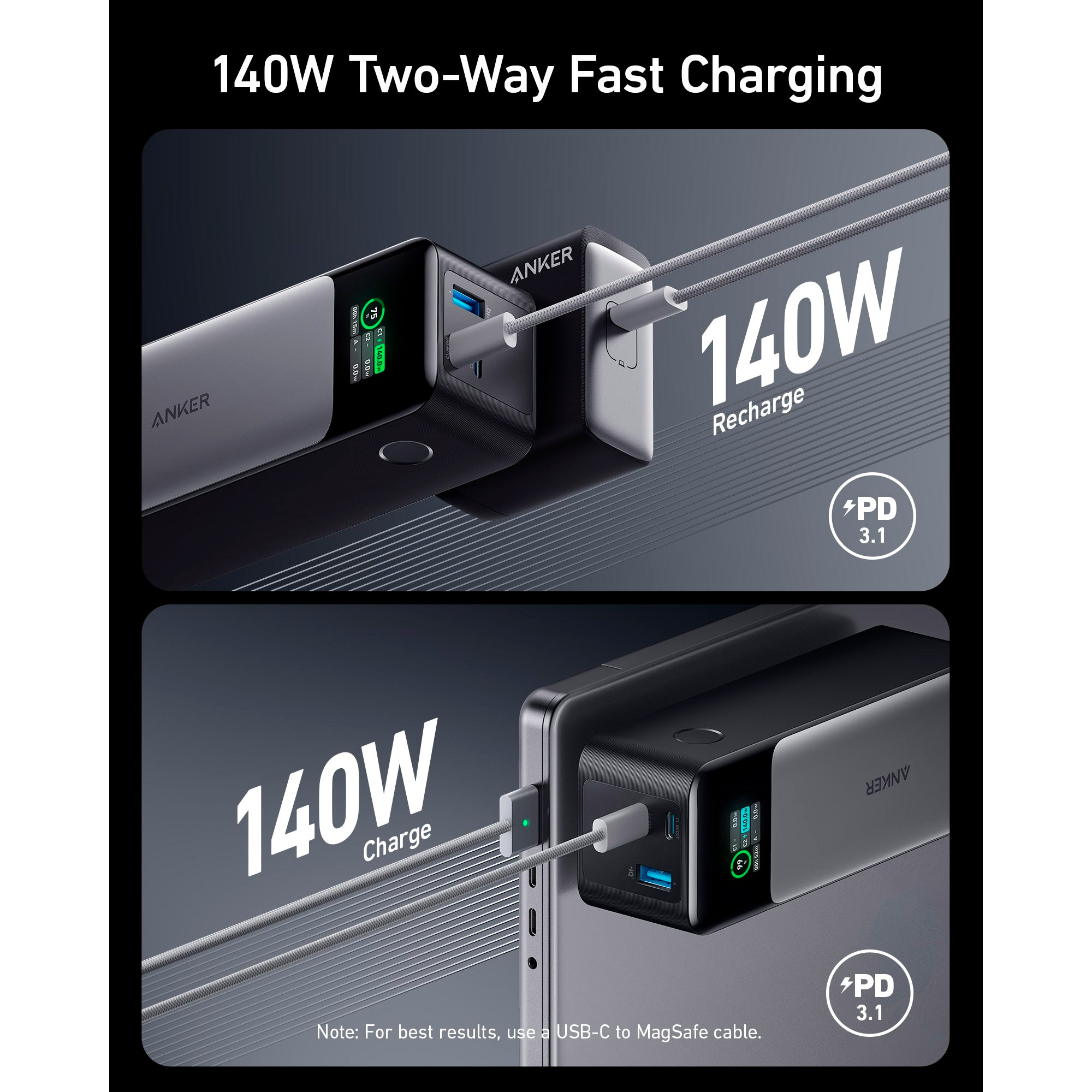 Повербанк ANKER PowerCore 24000 140W 24000mAh Black (A1289011)