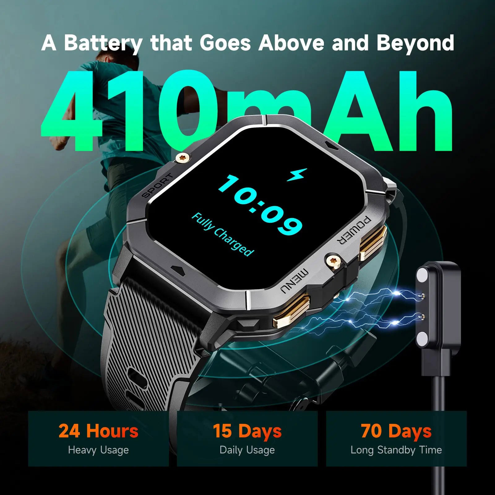 Тактические смарт-часы OUKITEL BT101 Military Smart Watch Black (6931940739825)