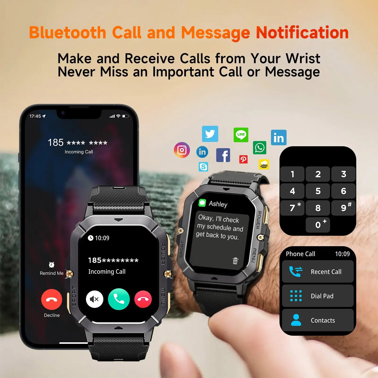 Тактические смарт-часы OUKITEL BT101 Military Smart Watch Black (6931940739825)