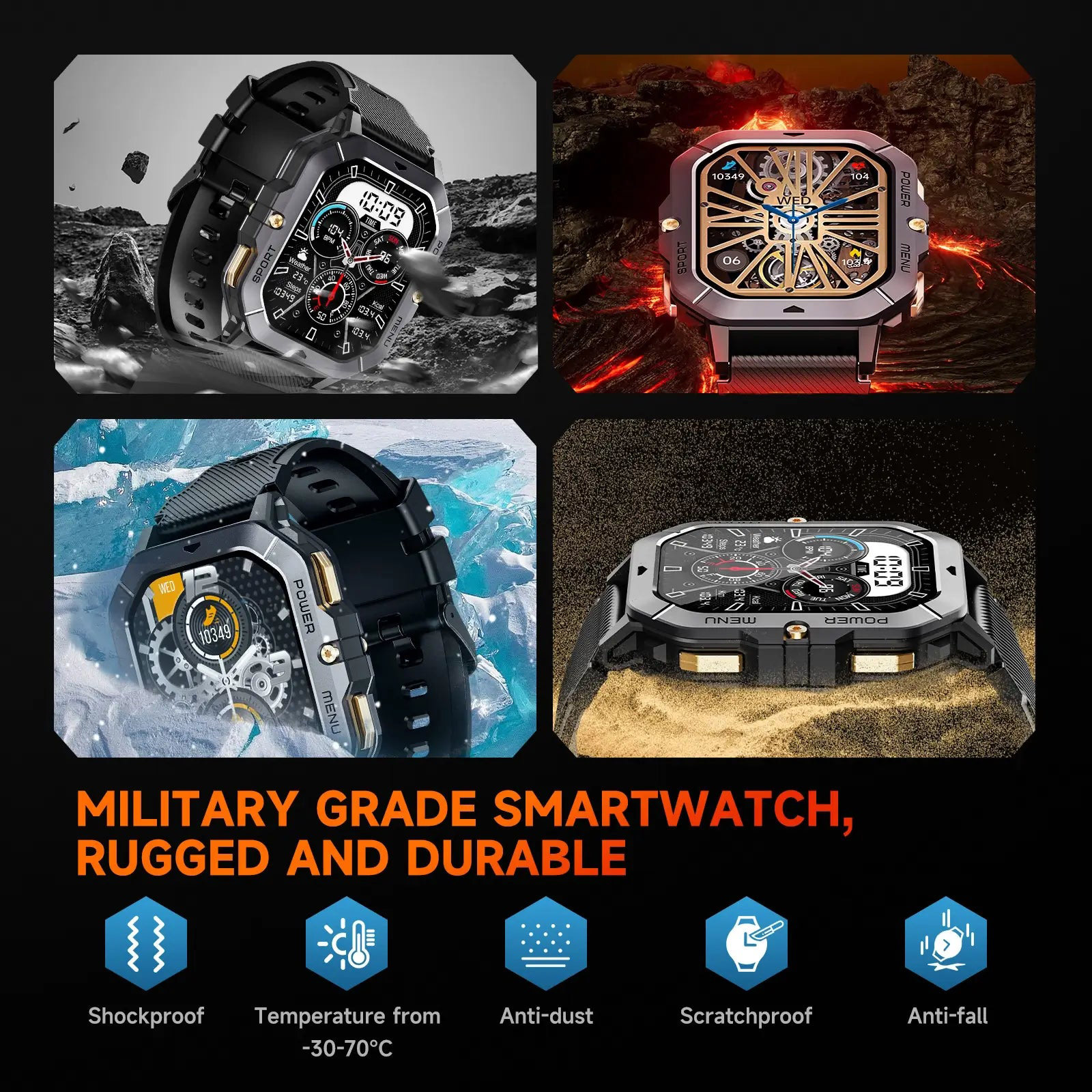 Тактические смарт-часы OUKITEL BT101 Military Smart Watch Black (6931940739825)