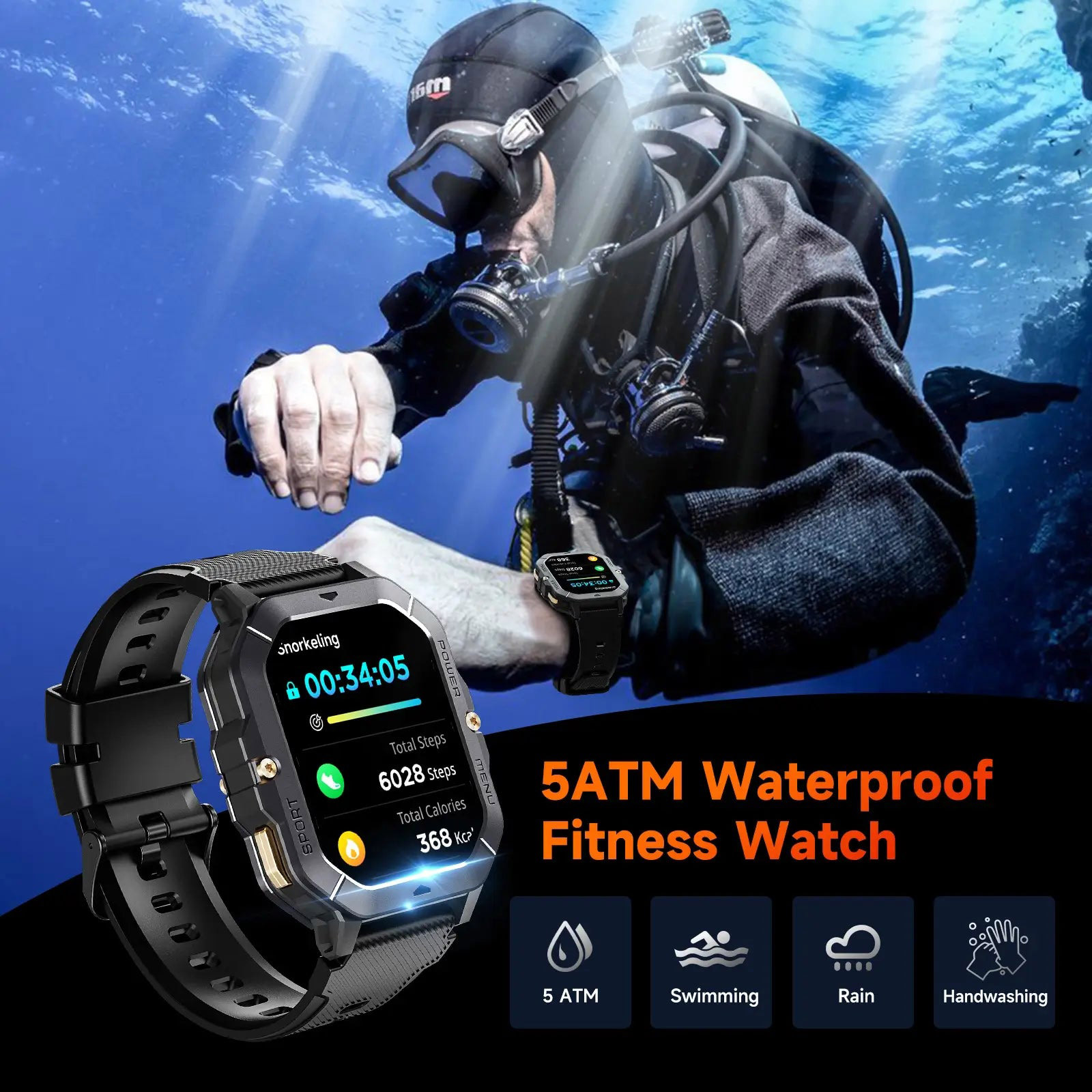 Тактические смарт-часы OUKITEL BT101 Military Smart Watch Black (6931940739825)