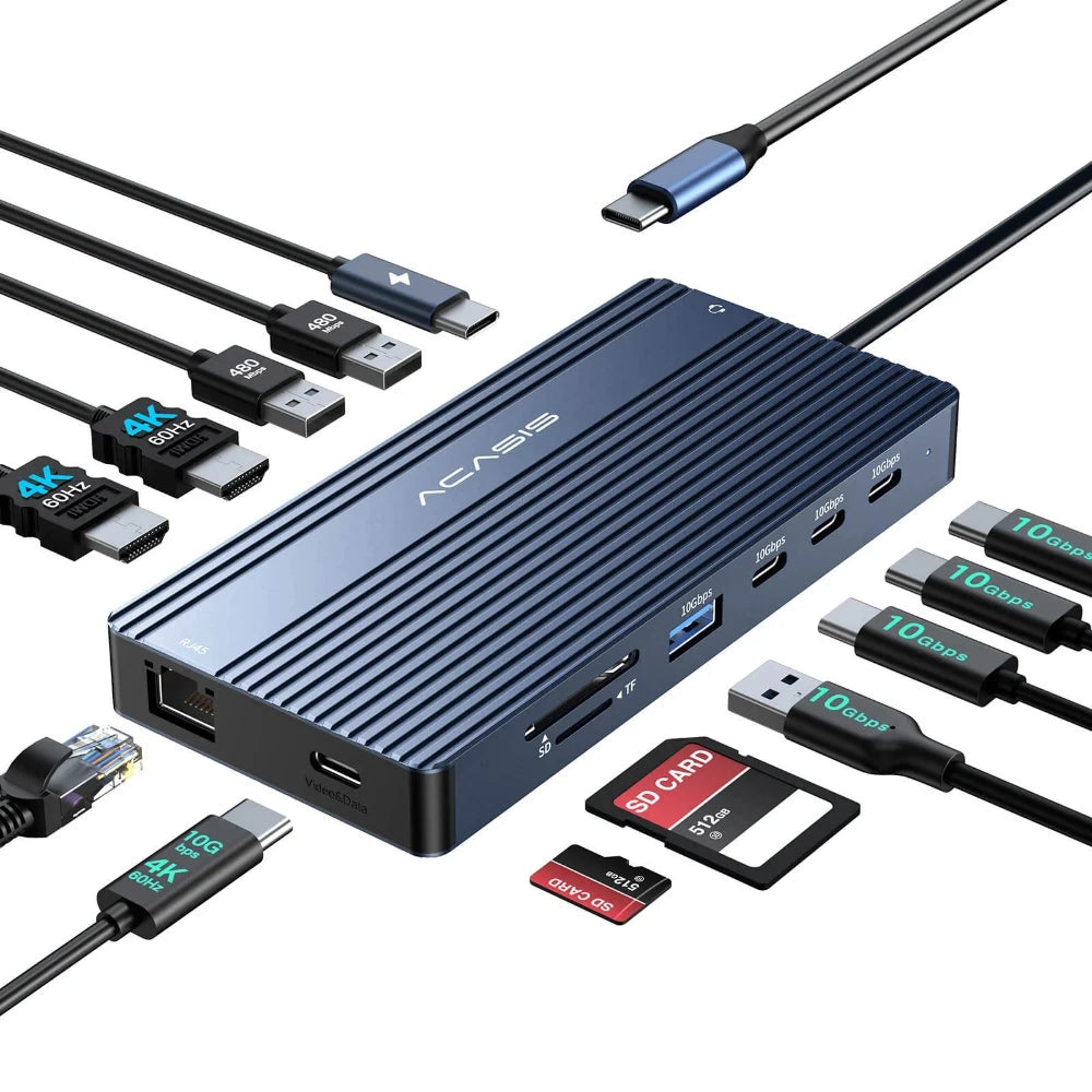 Порт-реплікатор ACASIS DS-0202 14 Ports 4K 60Hz USB-C Docking Station with PD 100W Charging