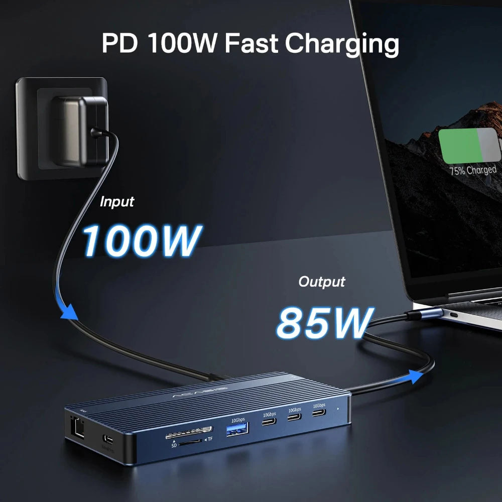 Порт-реплікатор ACASIS DS-0202 14 Ports 4K 60Hz USB-C Docking Station with PD 100W Charging
