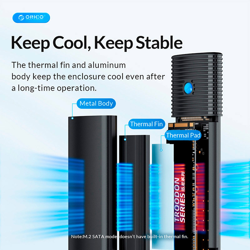 Карман внешний ORICO NVMe SATA M.2 SSD to USB3.2 (HC380503.M2UC)