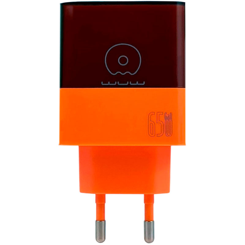 Зарядний пристрій WUW C215 1xUSB-A, 2xUSB-C, PD65W, QC3.0, GaN Brown/Orange
