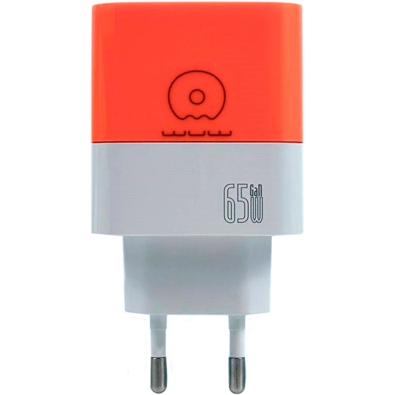 Зарядний пристрій WUW C215 1xUSB-A, 2xUSB-C, PD65W, QC3.0, GaN Orange/White