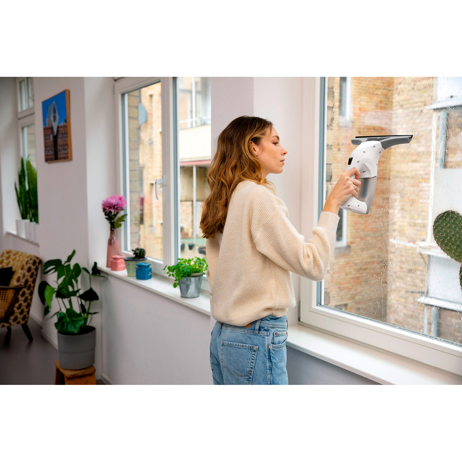 Віконний пилосос KARCHER WV 1 Plus White + пульверизатор Standard з мікроволоконною насадкою (1.633-608.0)