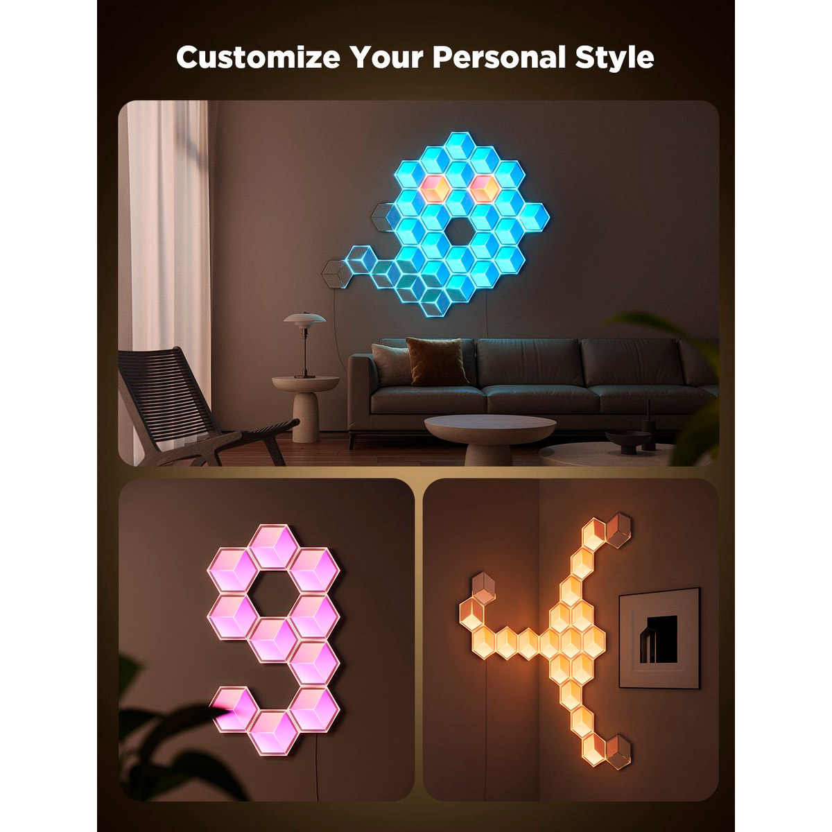 Модулі розширення для розумної світлової панелі GOVEE H106A Glide Hexagon Light Panels Ultra Expansion Pack (H106A007-OF-EU)