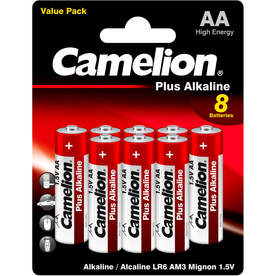 Батарейка CAMELION Plus Alkaline AA 8шт/уп (LR6-BP5+3)