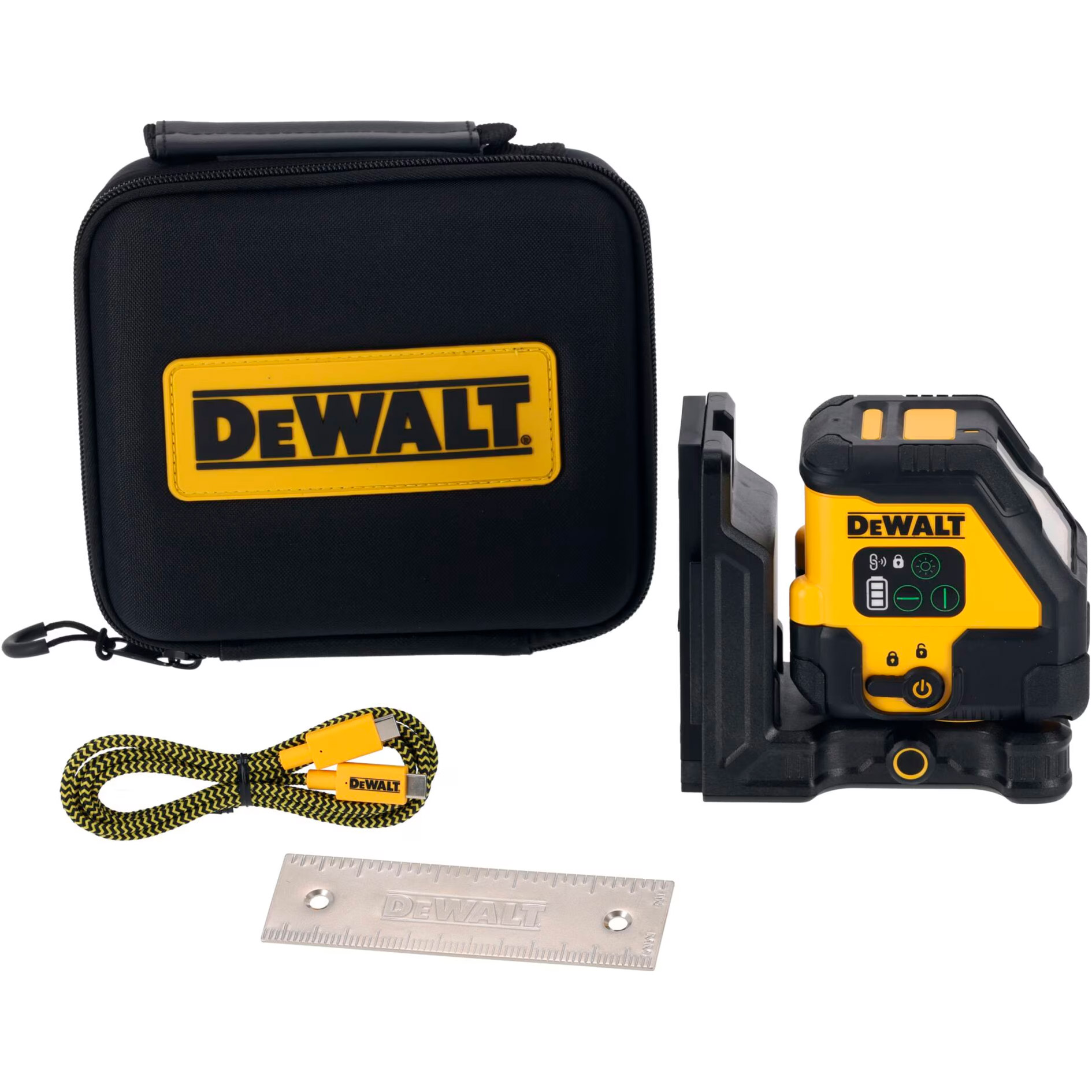 Нивелир лазерный DeWALT DCLE14201GB держатель + монтажная пластина + USB-C кабель + чехол