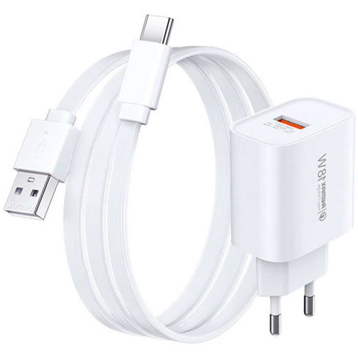 Зарядний пристрій REMAX RP-U119 Kiddy Series 1xUSB-A, 2.1A White w/Type-C cable