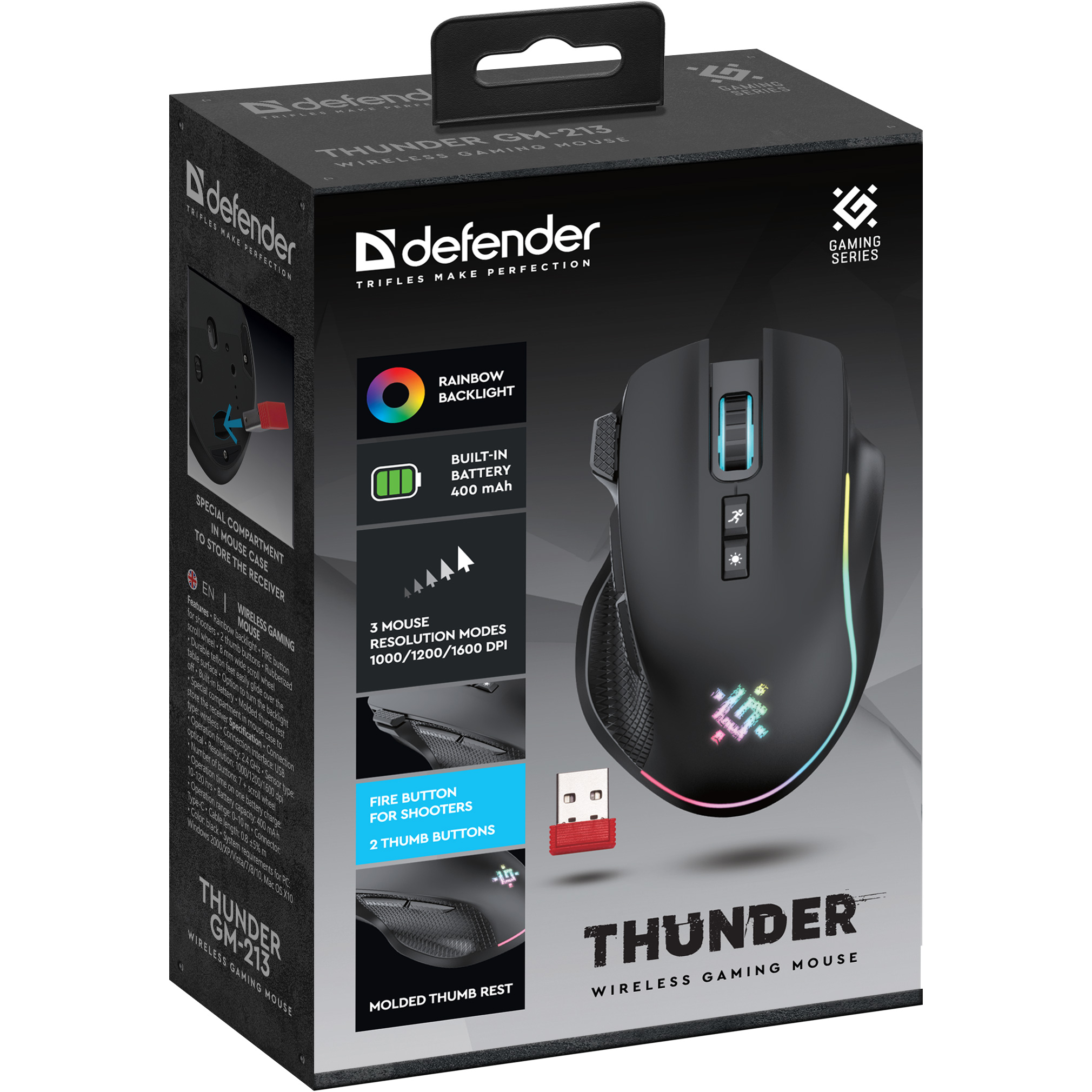 Миша ігрова DEFENDER Thunder GM-213 Black (52213)