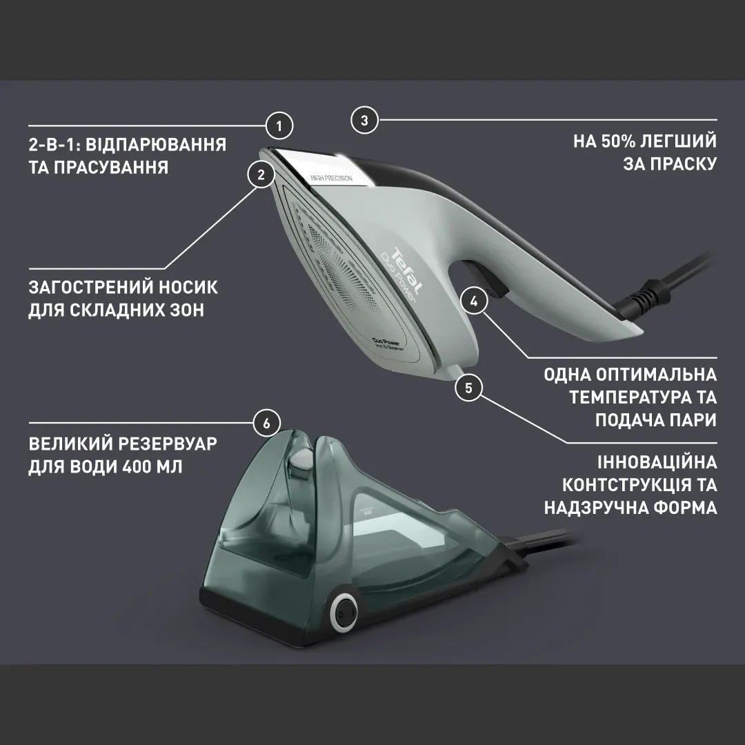 Відпарювач для одягу TEFAL Duo Power 2-in-1 (JF4031E0)