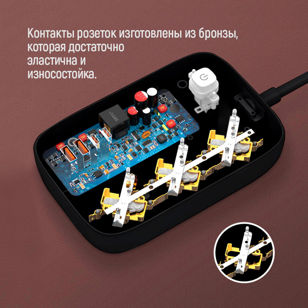 Мережевий фільтр COLORWAY CW-CHE34PDB Black, 3 розетки, 2xUSB-C, 2xUSB, 2м