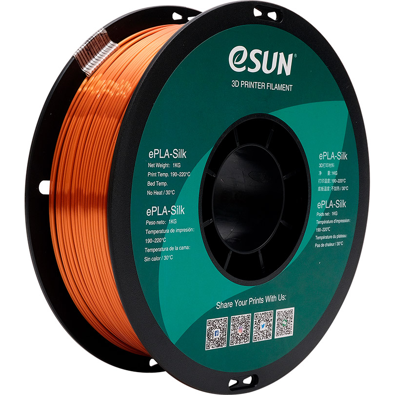 Пластик (філамент) для 3D принтера ESUN ePLA-Silk Metal 1.75mm, 1кг, Copper (EPLA-SILK-P175CO1)