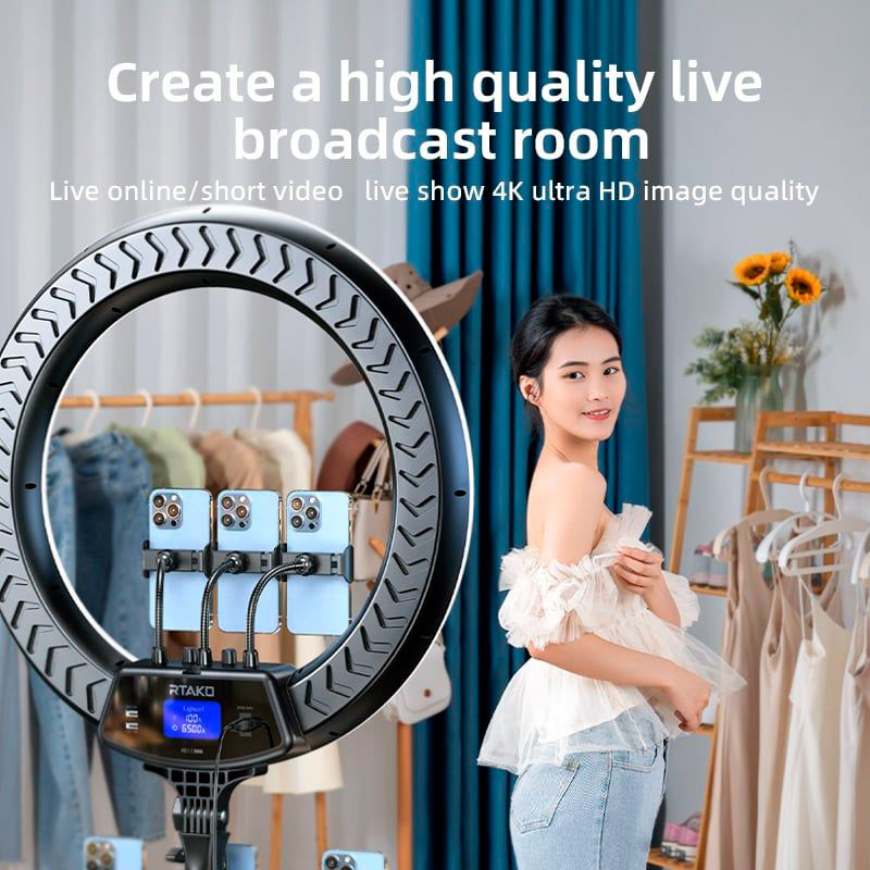 Кільцева LED лампа RTAKO AR-GTB01-18S Digital Display Right Lightt