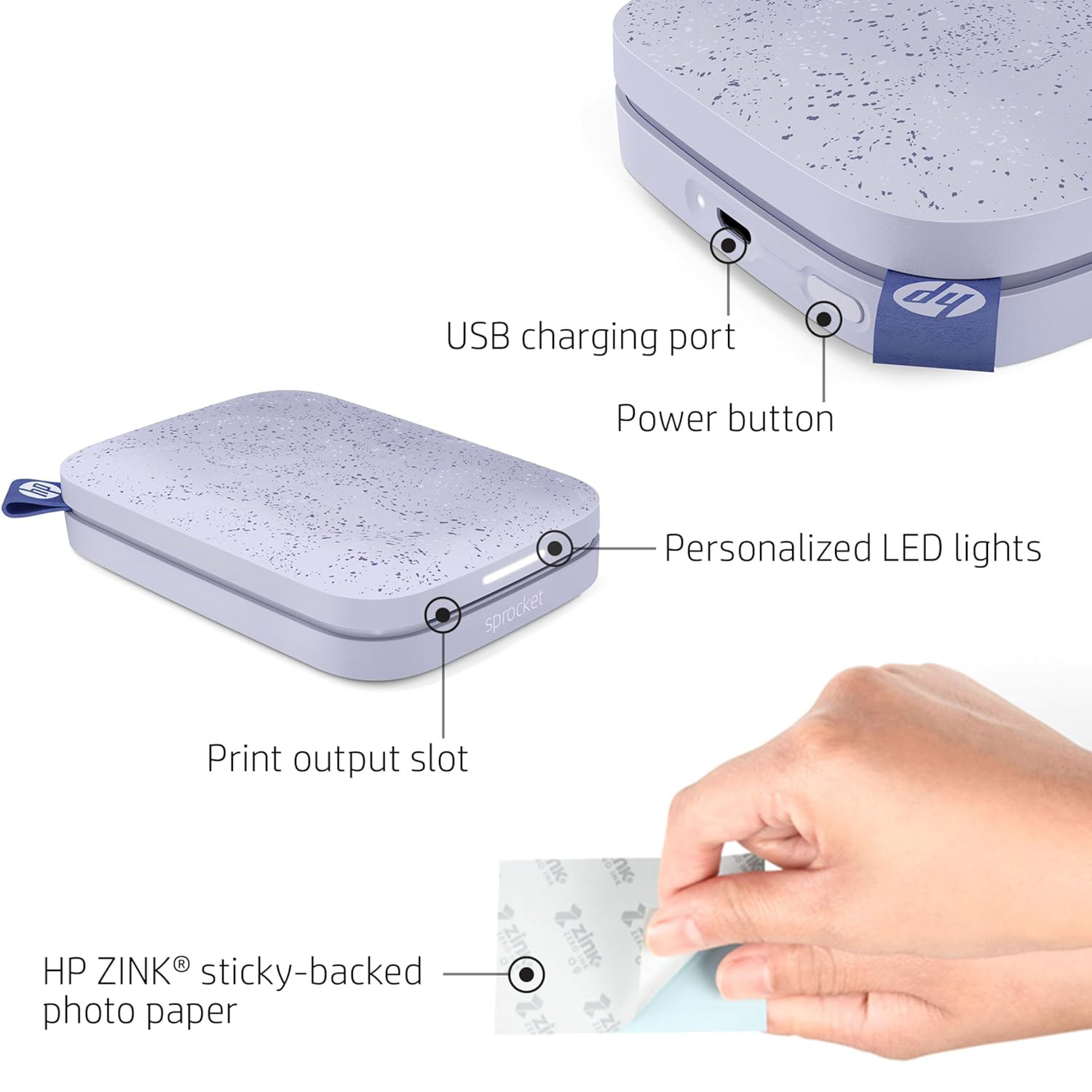 Мобильный фотопринтер HP Sprocket 2x3 Lilac (HPISPPR)