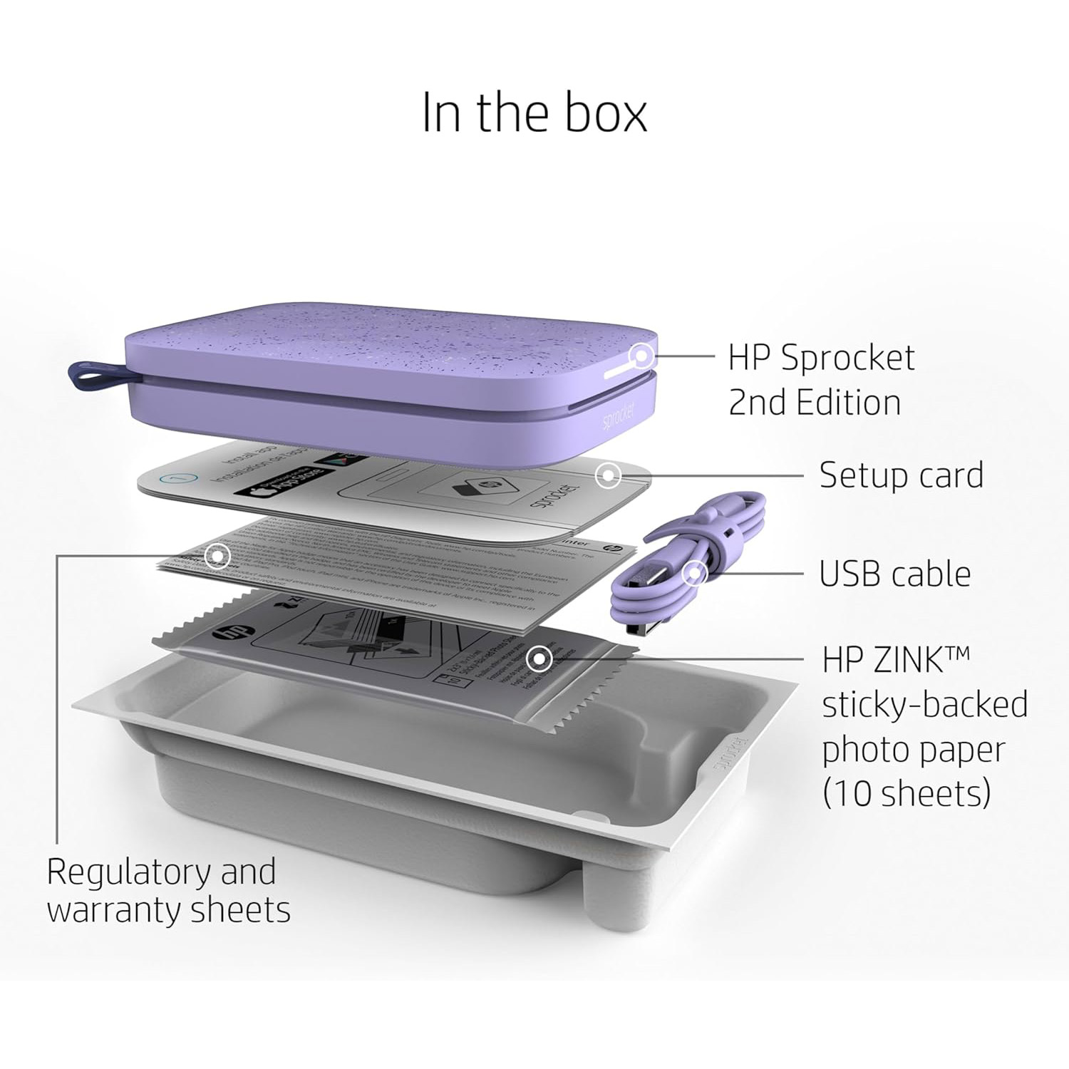 Мобильный фотопринтер HP Sprocket 2x3 Lilac (HPISPPR)
