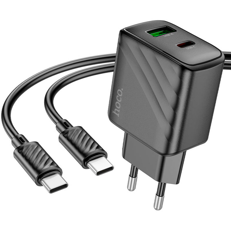 Зарядний пристрій HOCO CS23A Sunlight 1xUSB-C, 1xUSB-A, PD30W, QC3.0 Black w/Type-C cable (6942007609968)