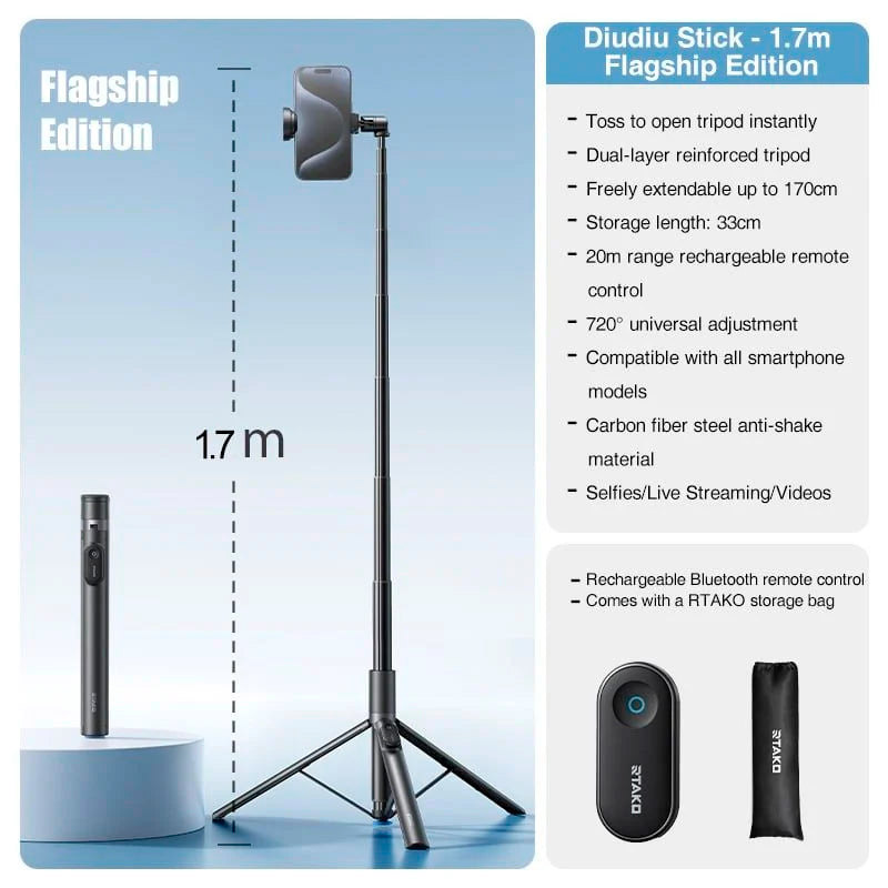 Монопод-трипод RTAKO RZP001-AB226 Integrated Selfie Stick