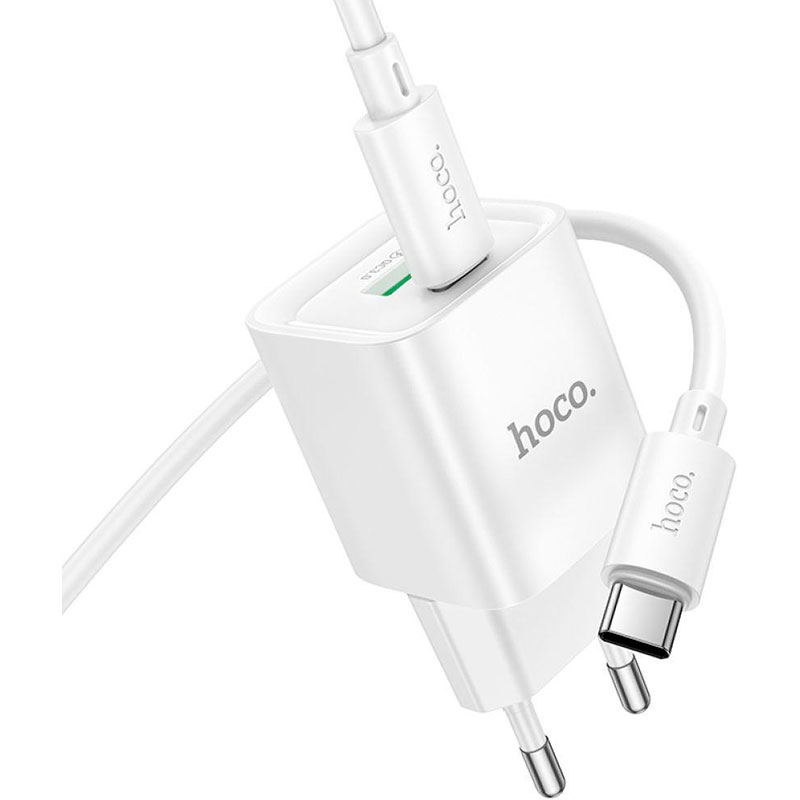 Зарядний пристрій HOCO C147A Charm 1xUSB-A, 1xUSB-C, PD20W, QC3.0 White w/Type-C cable (6942007630290)