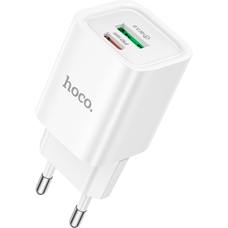 Зарядний пристрій HOCO C149A Charm 1xUSB-A, 1xUSB-C, PD30W, QC3.0 White (6942007630337)