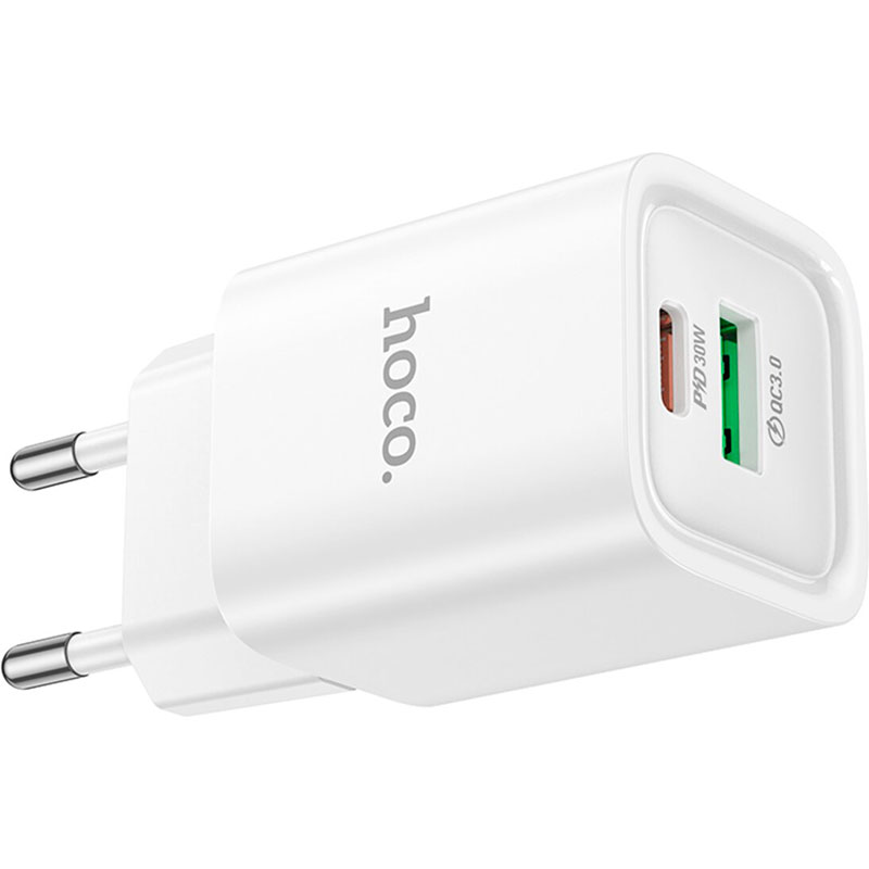 Зарядний пристрій HOCO C149A Charm 1xUSB-A, 1xUSB-C, PD30W, QC3.0 White (6942007630337)