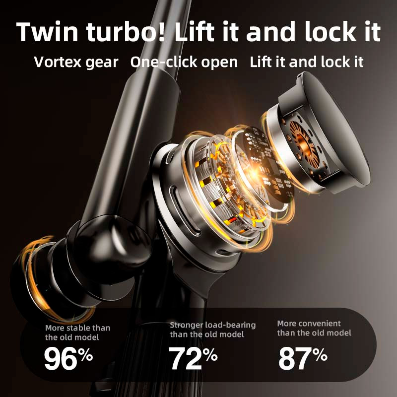 Тримач для смартфона/планшета RTAKO ZM-050 360 Degrees Dual Turbo Auto-Lock Lazy Bracket Black