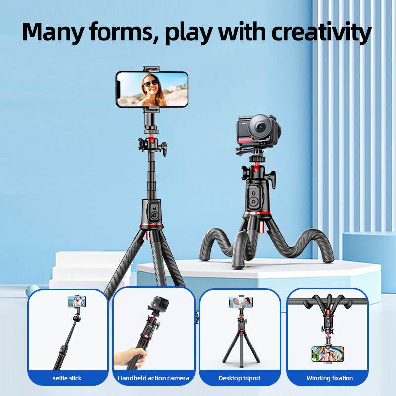 Монопод-трипод RTAKO C03 Octopus Extendable Tripod Selfie Stick with Detachable Phone Holder