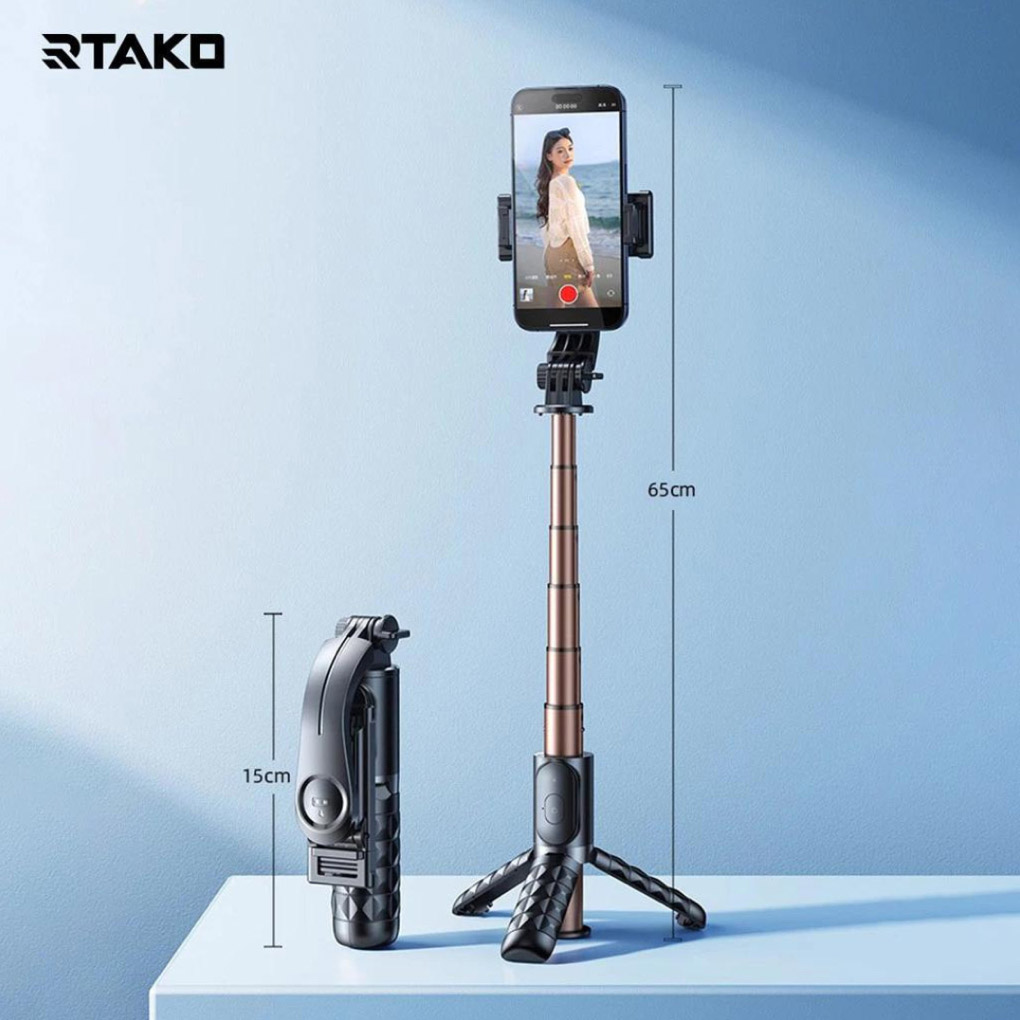 Монопод-трипод RTAKO Q10R MINI Clip Selfie Stick Matte Black