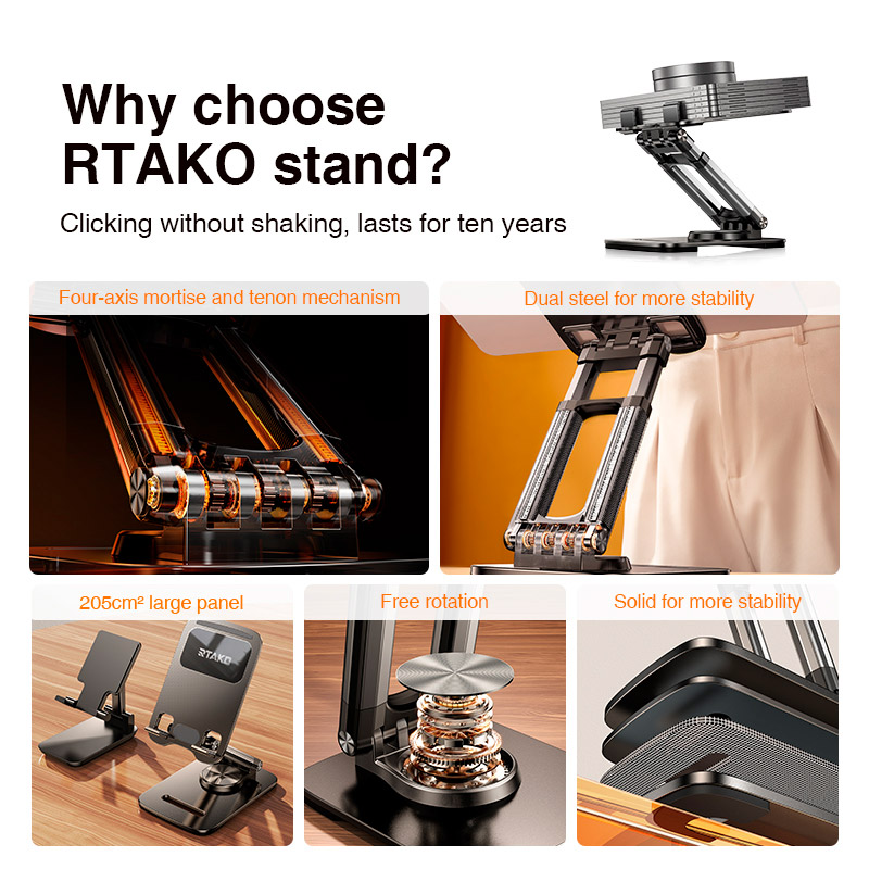 Підставка для смартфона RTAKO ZJ-P01 Four Bearings Mortis and Tenon Bracket Black