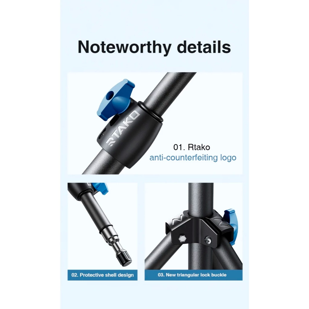 Штатив RTAKO RLD-001 1.7M Matte Carbon Steel Tripod Black