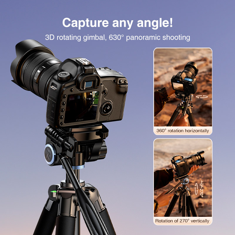 Штатив RTAKO VT-990S 1.9M Hexagonal Photography Tripod Black
