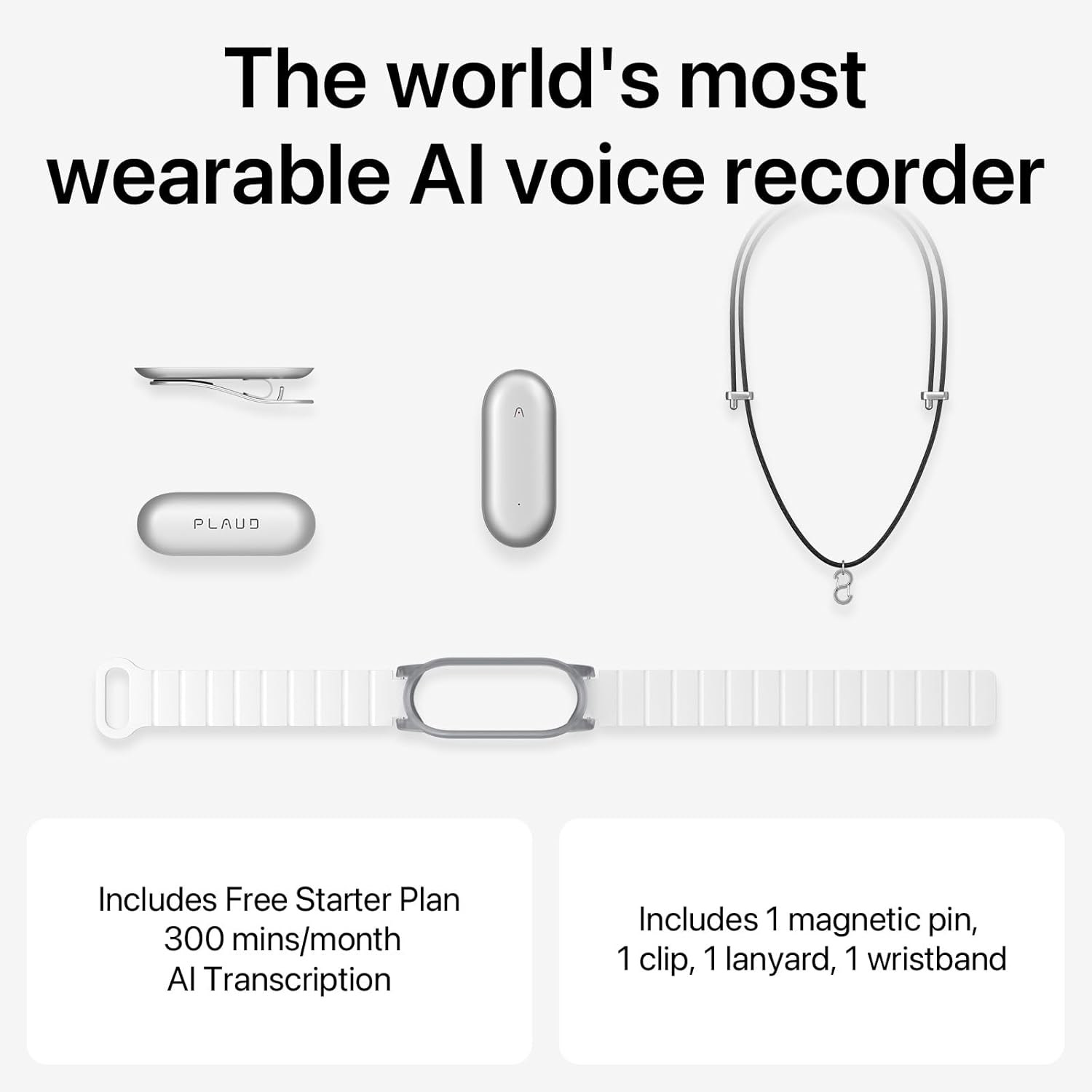 AI диктофон PLAUD.AI NotePin Lunar Silver