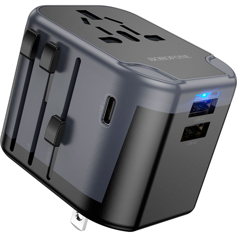 Зарядний пристрій BOROFONE BAC12 Leader 2xUSB-A, 1xUSB-C, 2.4A Universal Conversion Charger Black