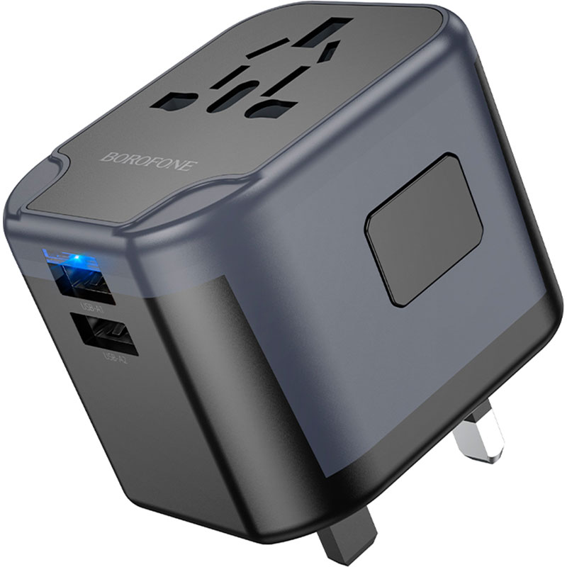 Зарядний пристрій BOROFONE BAC12 Leader 2xUSB-A, 1xUSB-C, 2.4A Universal Conversion Charger Black