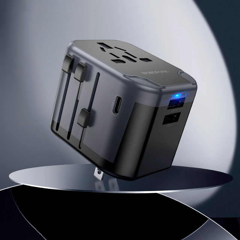 Зарядний пристрій BOROFONE BAC12 Leader 2xUSB-A, 1xUSB-C, 2.4A Universal Conversion Charger Black