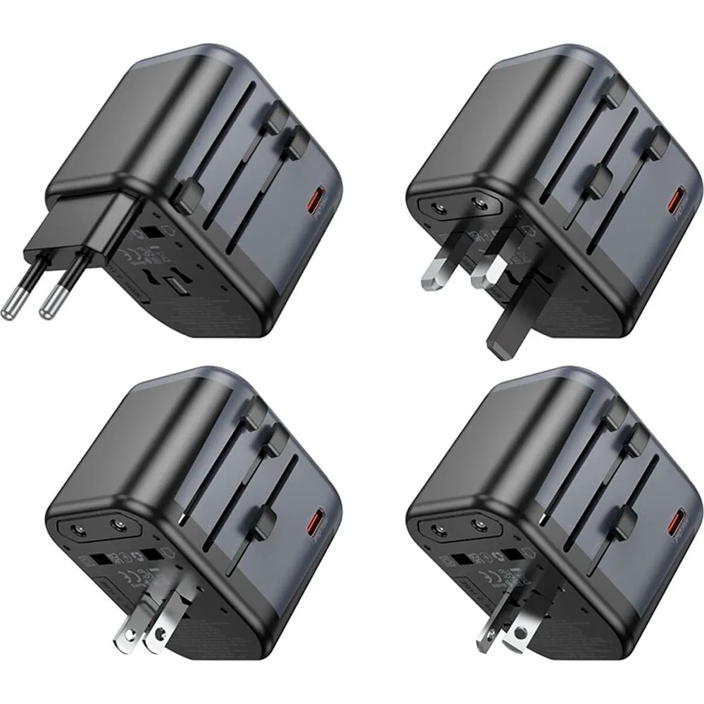 Зарядний пристрій BOROFONE BAC13 Leader 2xUSB-A, 1xUSB-C, PD20W, QC3.0 Universal Conversion Charger Black