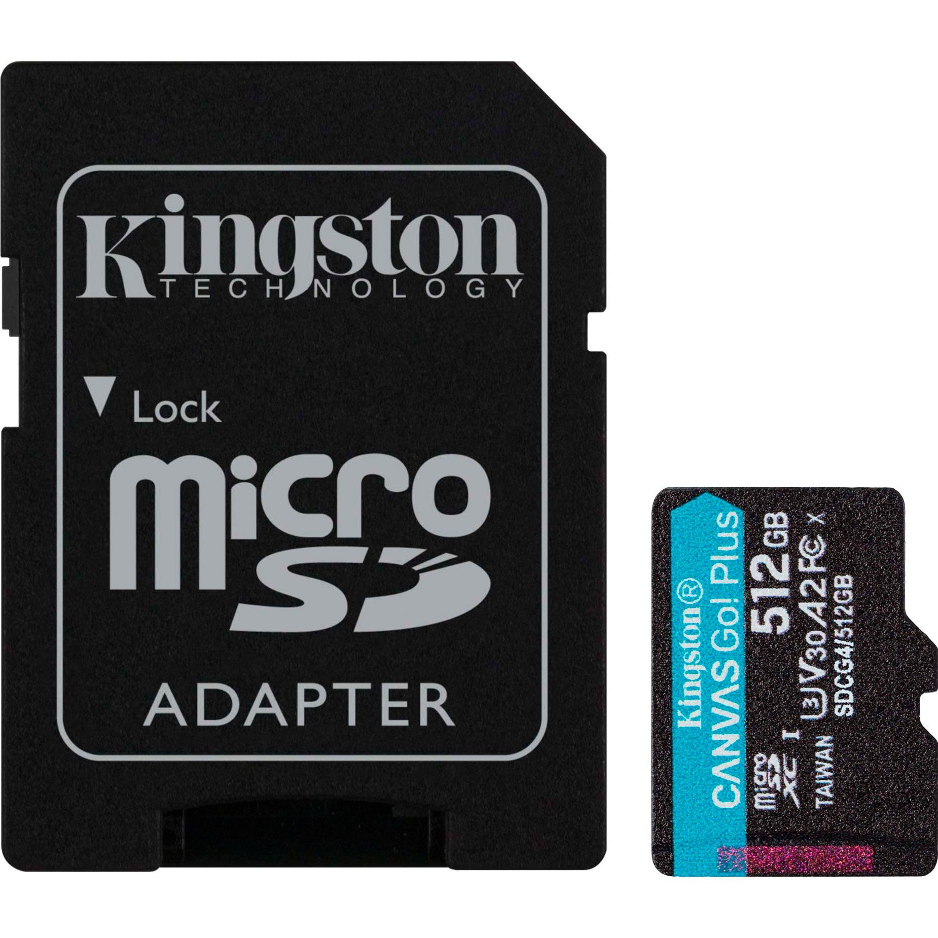 Карта памяти KINGSTON microSDXC Canvas Go! Plus 512GB UHS-I U3 V30 A2 Class 10 + SD-adapter (SDCG4/512GB)