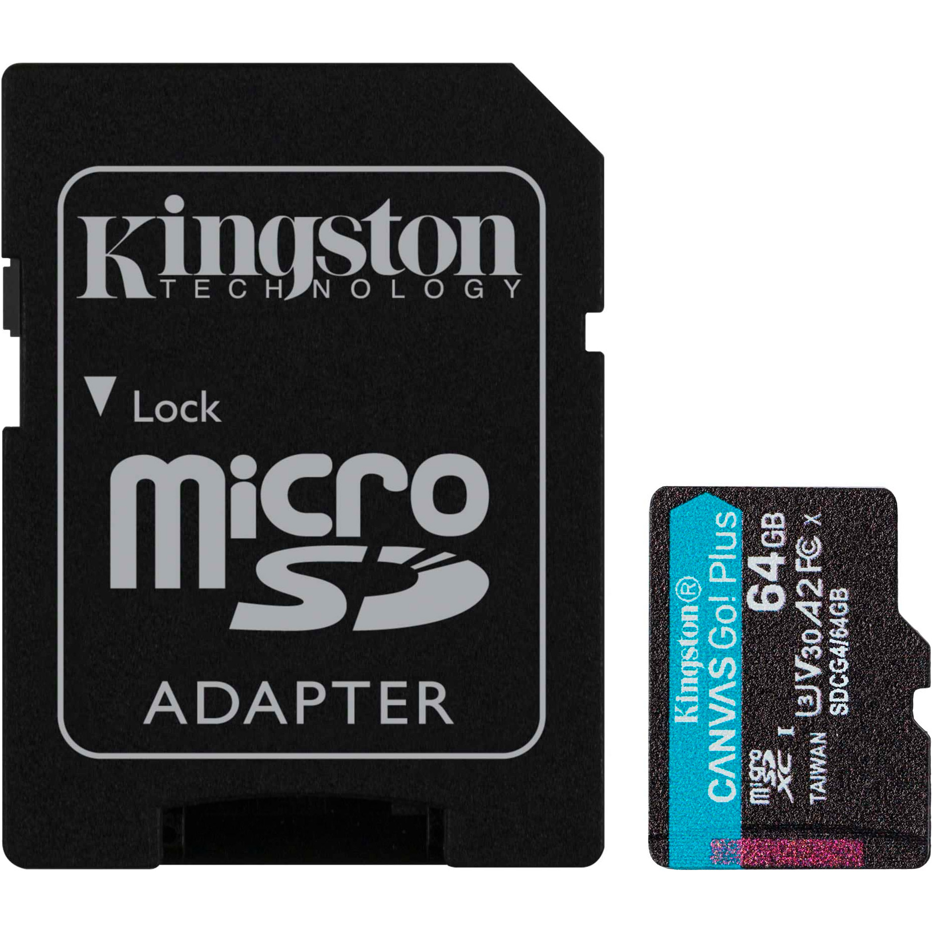 Карта памяти KINGSTON microSDXC Canvas Go! Plus 64GB UHS-I U3 V30 A2 Class 10 + SD-adapter (SDCG4/64GB)