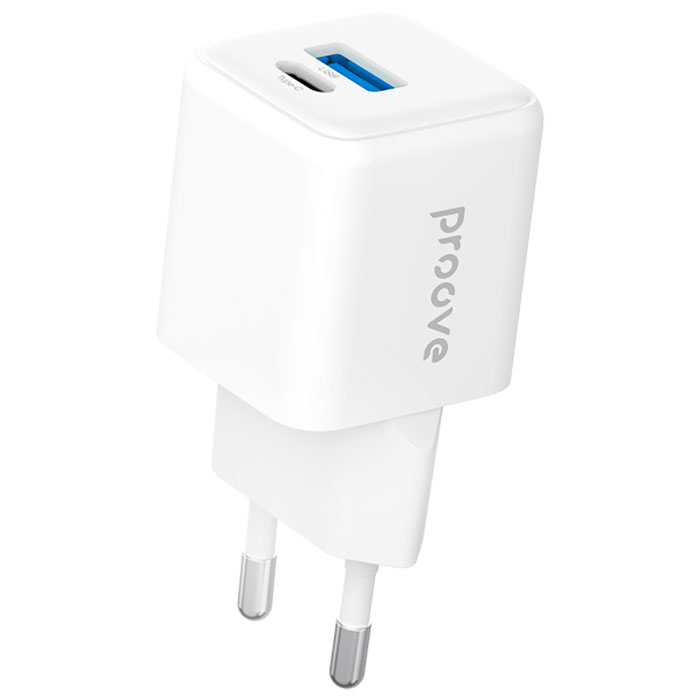 Зарядное устройство PROOVE Pocket GaN Plus 25W 1xUSB-C, 1xUSB-A, PD3.0, QC4.0 White