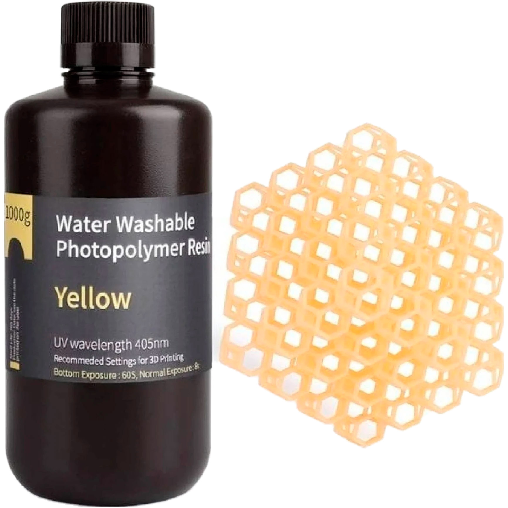 Фотополимерная смола для 3D принтера ELEGOO Water-Washable Resin, 1кг, Yellow (50.103.0012)